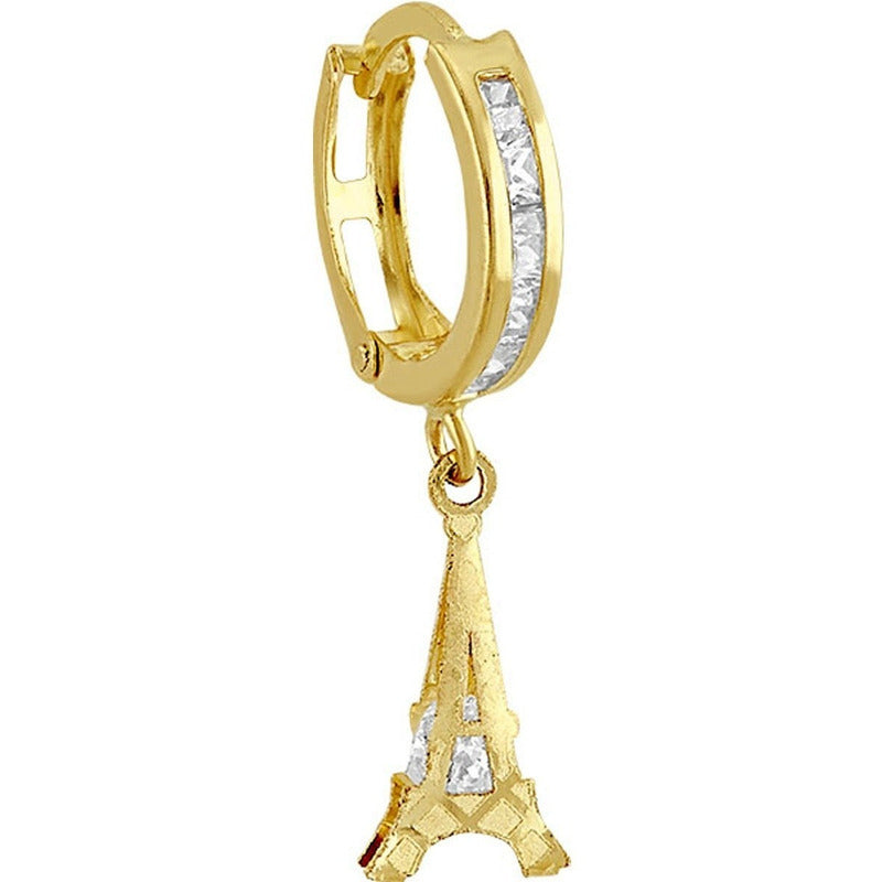 Huggies Torre Eiffel Laser En Oro De 10 K + Obsequio + Envio
