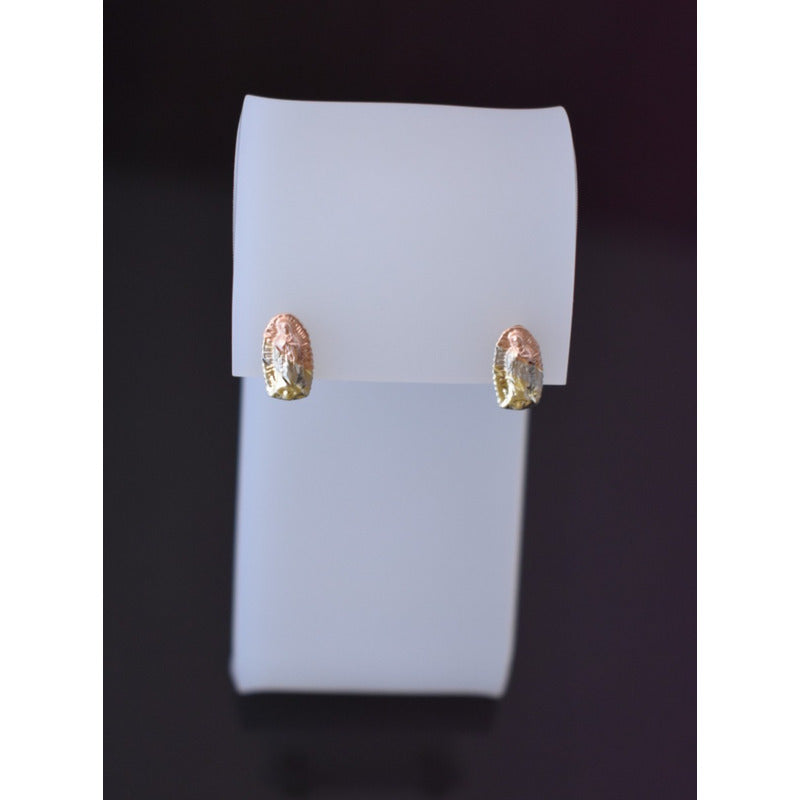 Broqueles Virgen Guadalupe 3 Oros De 10 K + Obsequio