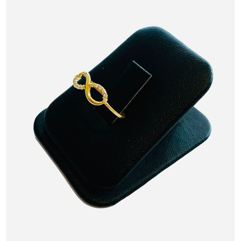 Anillo Infinito Con Circonias Oro 10 K + Obsequio