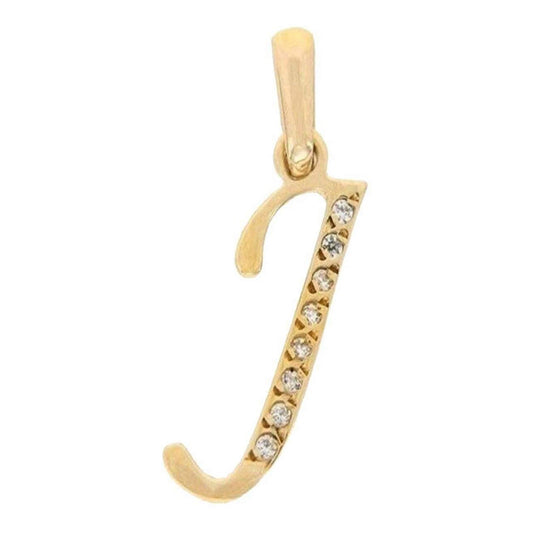Dije Inicial Letra J Con Circonias Oro 14 K + Obsequio
