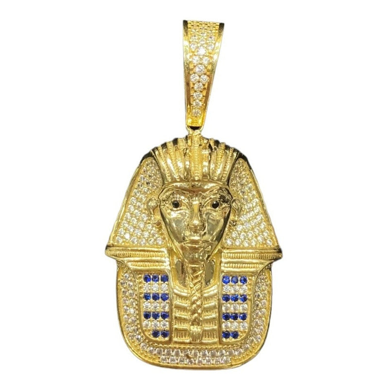 Increíble Juego De Cadena Con Dije De Tutankamon Oro De 10 K