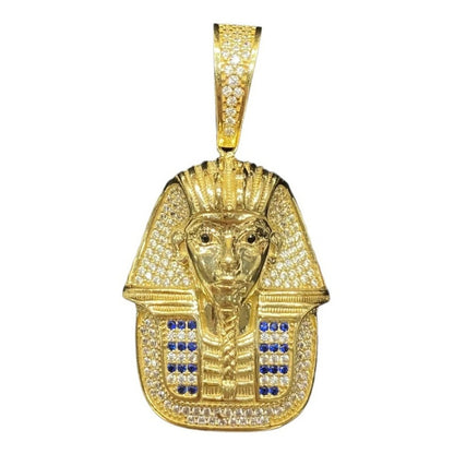 Increíble Juego De Cadena Con Dije De Tutankamon Oro De 10 K