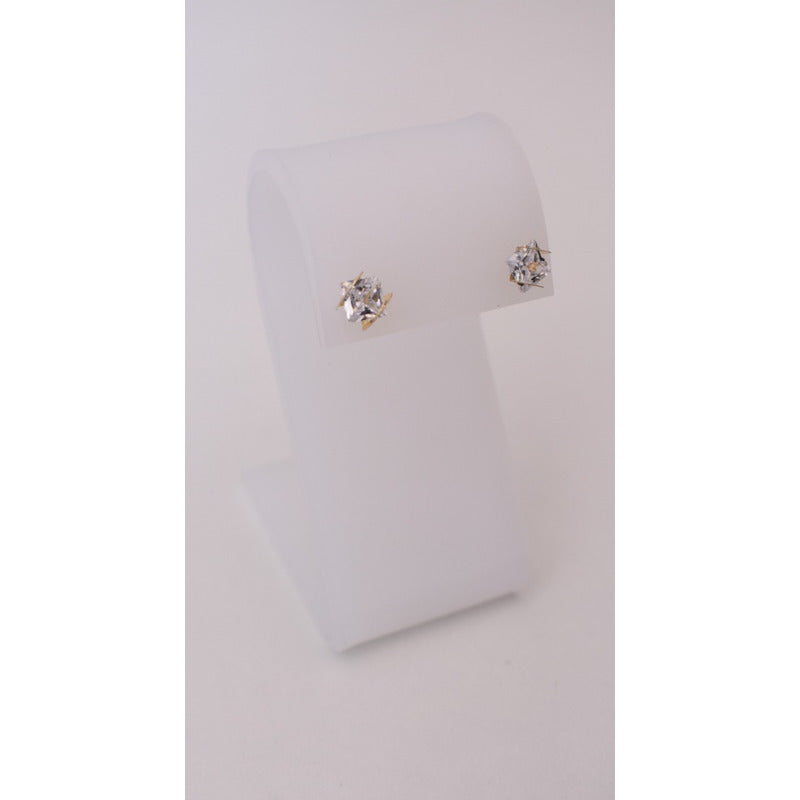 Broqueles Cuadro Lazo 6x6 Oro De 10 K + Obsequio