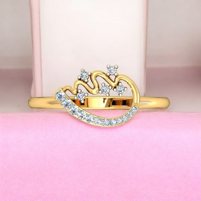 Anillo Olas Y Estrellas Oro 18 Kilates