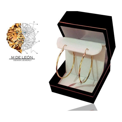 Arracadas Grande Facetadas Oro 14 K + Obsequio