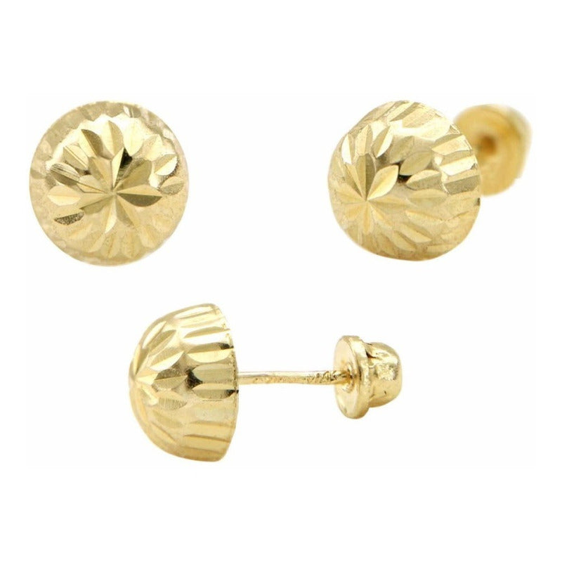 Broqueles Dormilonas Facetados Oro 14 K + Obsequio