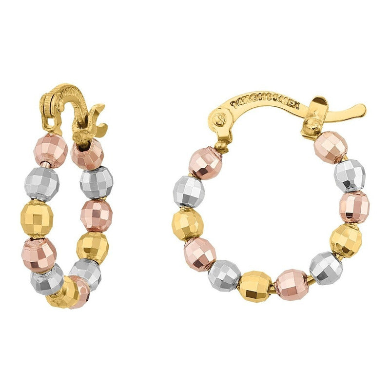 Arracadas Esferas Facetadas 1.8 Cm Oro 14 K + Obsequio