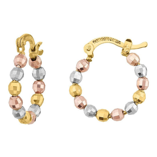 Arracadas Esferas Facetadas 1.8 Cm Oro 14 K + Obsequio