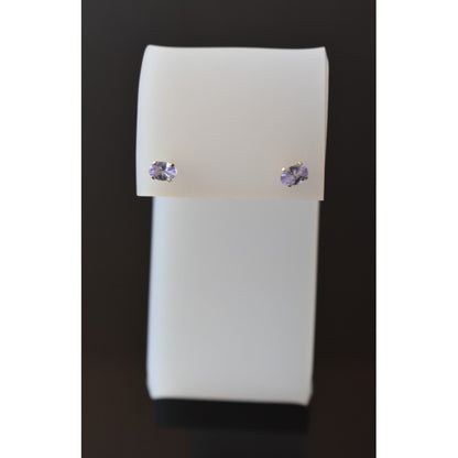 Broqueles Ovalados Amatista 6x4 Oro De 10 K