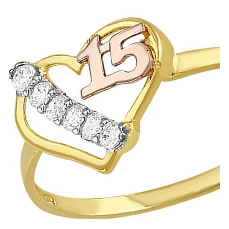 Anillo Corazón Para Xv Años En Oro De 10 K + Obsequio +envio