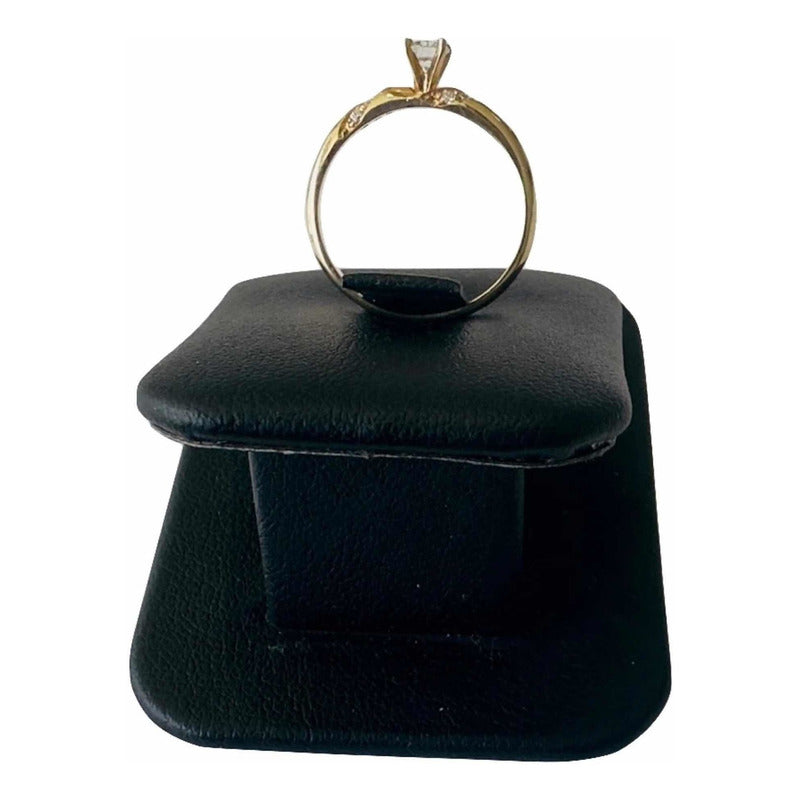 Anillo Compromiso Oro 14 K Diamantes Naturales .24 Ct/ .08ct