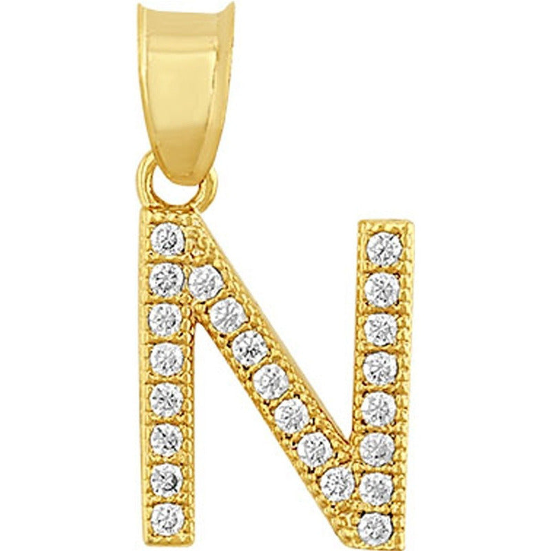 Kit Cadena Singapur Con Inicial N Zirconias Oro 10k+ Regalo