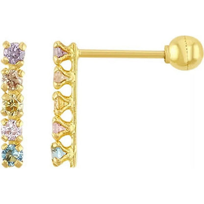 Juego Anillo Aretes Bambu Zirconias Oro 10 K + Obsequio