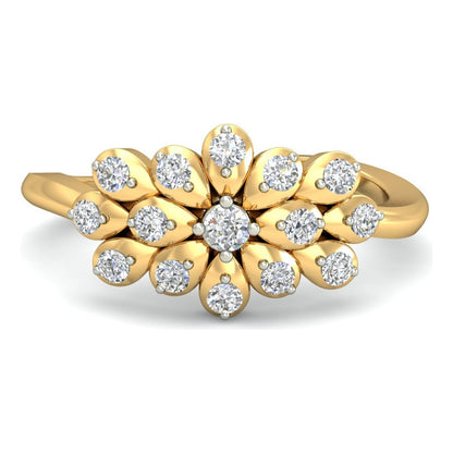 Anillo Flor De Cristal Joyería M De León Oro 10k + Regalo