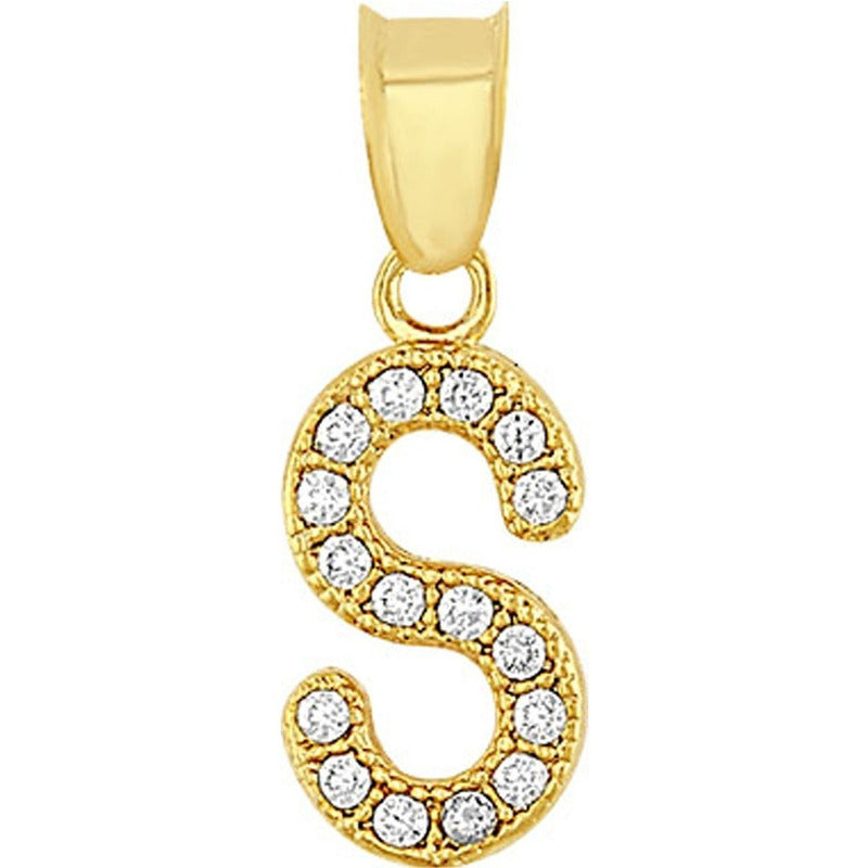 Kit Cadena Con Dije Letra S Piedras Oro 10 K + Obsequio