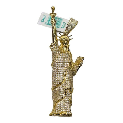 Kit Cadena Torzal Con Dije Estatua Libertad Oro 10k + Regalo