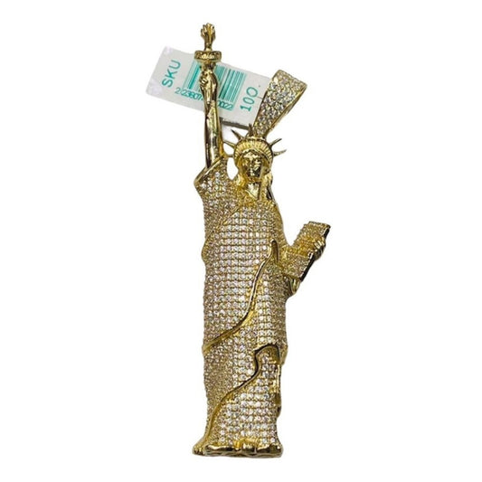 Kit Cadena Torzal Con Dije Estatua Libertad Oro 10k + Regalo