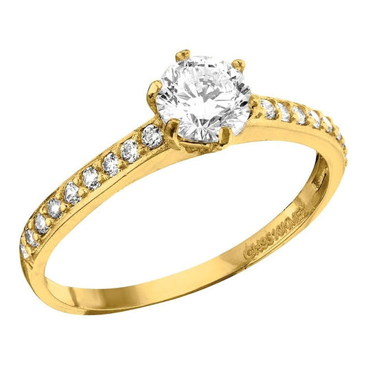 Hermoso Anillo Solitario Con Circonias En Oro De 10 Kilates