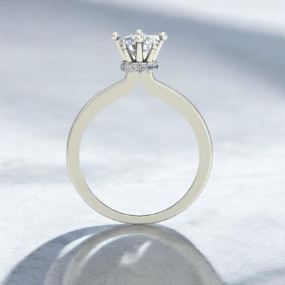 Elegante Anillo Compromiso Corona Zirconias Oro 14 Kilates