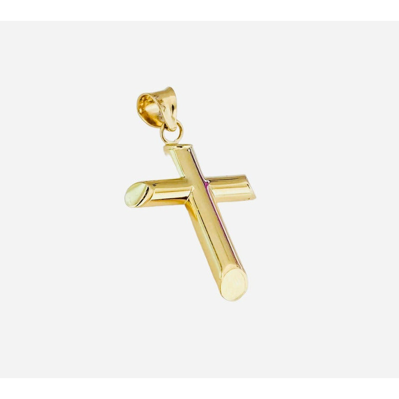 Kit Cadena Con  Cruz Lisa Tubular En Oro De 10k + Obsequio