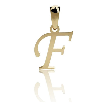 Juego Inicial Letra F Con Cadena 50 Cm Oro 14 K + Obsequio