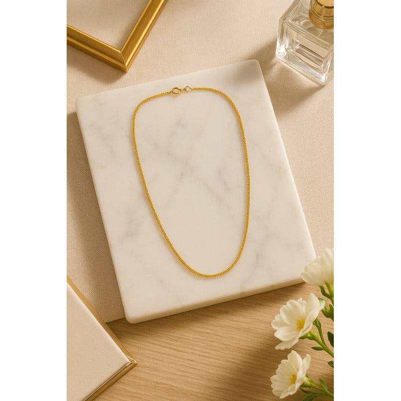 Cadena Torsal Oro 14k 45 Cm X 1 Mm + Reloj Regalo