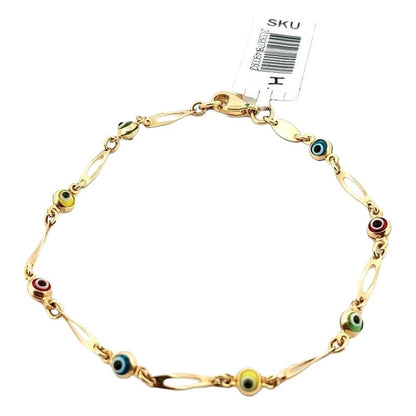 Pulsera De Ojos Turcos Oro 14 K + Obsequio