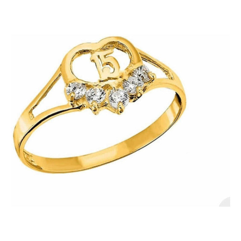 Hermoso Anillo De 15 Años En Oro De 10 Kilates+ Obsequio