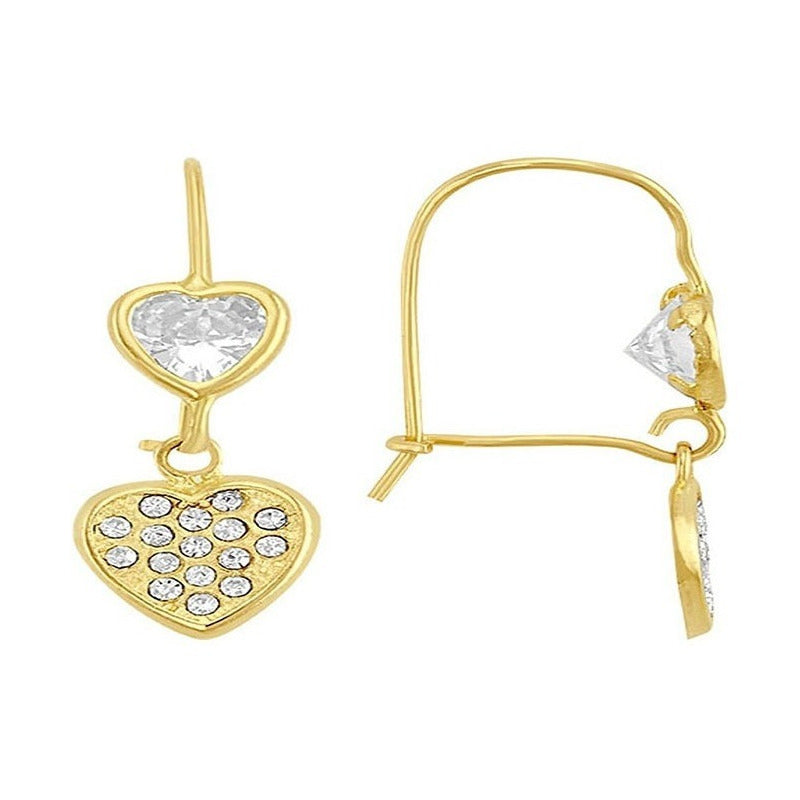 Arete Corazón Colgante En Oro De 10 K + Obsequio + Envio