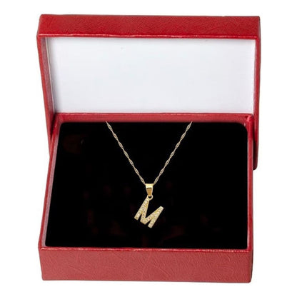 Dije Inicial M  Zirconias En Oro De 10 K + Obsequio