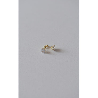 Broqueles Circonia 5 Mm Oro De 14 K + Obsequio