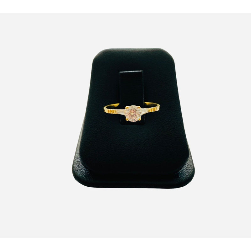 Anillo Solitario 2 Oros 10 Kilates Circonia + Obsequio