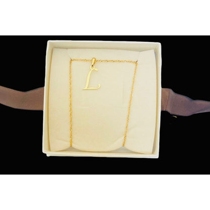 Juego Inicial Letra L Con Cadena 50 Cm Oro 14 K + Obsequio