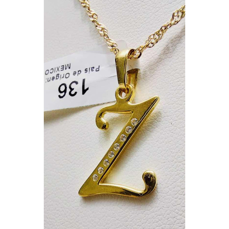 Dije Inicial Letra Z Con Circonias Oro 14 K + Obsequio