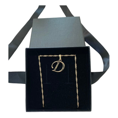 Juego Inicial Letra D Con Cadena 50 Cm Oro 14 K + Obsequio