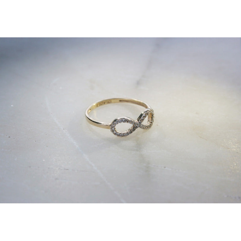 Anillo Infinito Cubierto Con Circonias Oro 10 K + Obsequio