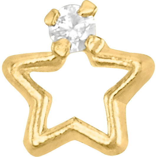 Broqueles De Estrella Con Zirconia En Oro De 14 Kilates