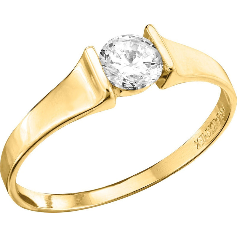 Anillo Solitario Montadura Abrazadera Oro 10 K + Obsequio