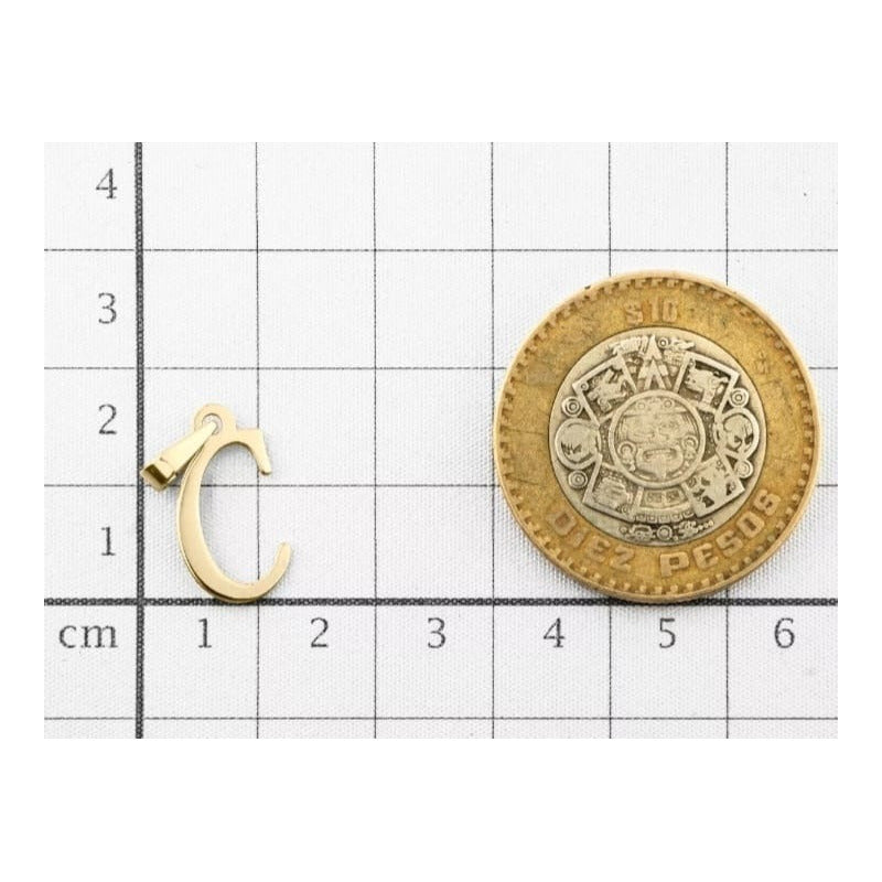 Juego Collar Letra  C  Lisa + Aretes Bola 10 K. + Regalo