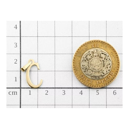 Juego Collar Letra  C  Lisa + Aretes Bola 10 K. + Regalo