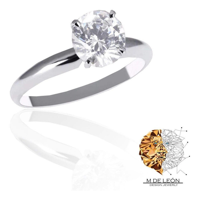 Anillo De Compromiso Clásico Oro Blanco 10 K
