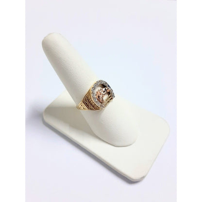 Anillo Caballero Herradura Con Caballo Oro 10 K