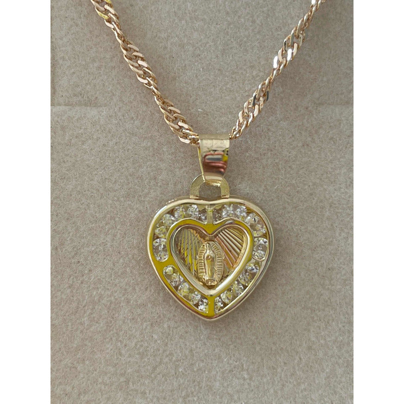 Kit Cadena Con Medalla Mini Corazón Oro 10 K + Obsequio