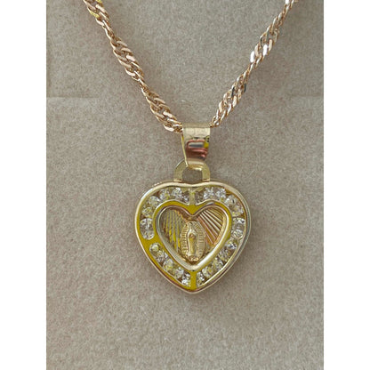 Kit Cadena Con Medalla Mini Corazón Oro 10 K + Obsequio