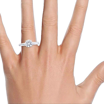 Anillo De Compromiso Clásico Oro Blanco 10 K