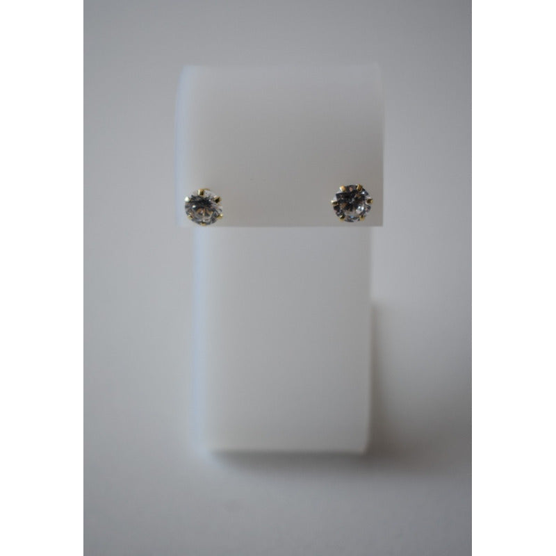 Broqueles Circonia 7 Mm Oro De 10 K + Obsequio