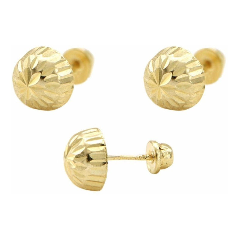 Broqueles Dormilonas Facetados Oro 14 K + Obsequio