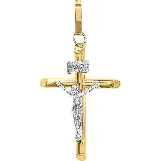 Dije Cruz Tubo Grueso Cristo Blanco Oro 10k +obsequio+ Envio