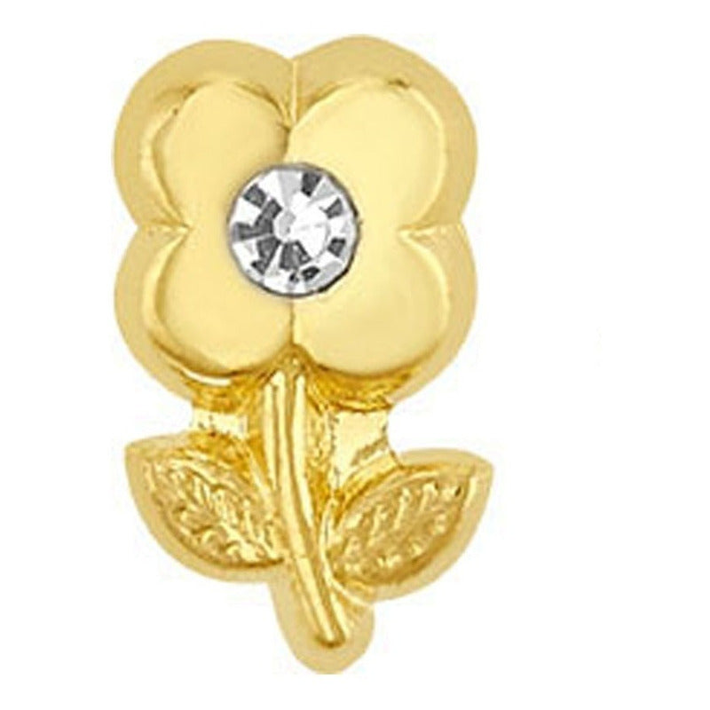 Broquel Flor 4 Petalos En Oro De 10 K + Obsequio +envío