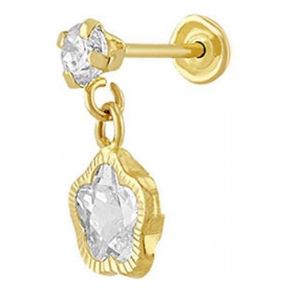 Broquel Flor Colgante En Oro De 10 K + Obsequio + Envío